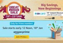 Amazon Great Indian Sale 19th – 22nd JAN