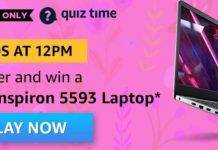 (25 April ) Amazon Quiz Ans and Win Dell Inspiron 5593 Laptop