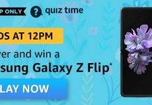 (17 May) Amazon Quiz Ans and Win Samsung Galaxy Z Flip (17 May) Amazon Quiz Ans and Win Samsung Galaxy Z Flip