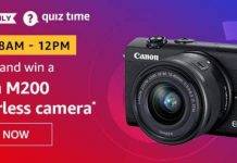 Amazon Quiz Ans and Win Canon M200 Mirrorless Camera (26th May 2020) Amazon Quiz Ans and Win Canon M200 Mirrorless Camera (26th May 2020)
