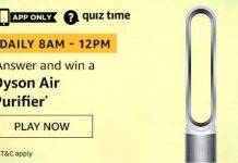 (16 May) Amazon Quiz Ans and Win Dyson Air Purifier Amazon Quiz Ans and Win Dyson Air Purifier