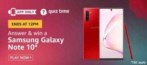 Amazon Quiz Answers and Win Samsung Galaxy Note 10 (30th May 2020)