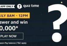 Amazon Quiz : Ans and Win 50,000 (18th June) Amazon Quiz : Ans and Win 50,000 (18th June)