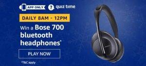 Amazon Quiz Ans and Win Bose 700 Bluetooth headphones (19th June)