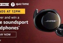 Amazon Quiz : Ans and Win Bose Soundsport Headphones (9th June) Amazon Quiz Ans and Win Bose Soundsport Headphones (9th June)