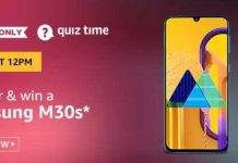 Amazon Quiz Today Answer – Win Samsung M30s 19th July 2020 Amazon Quiz Today Answer - Win Samsung M30s 19th July 2020