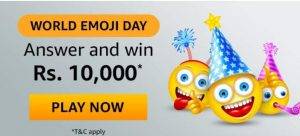 Amazon World Emoji Day Quiz – Win ₹10000 Pay