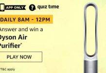 Amazon Quiz Today Answer – Win Dyson Air Purifier | 4th August 2020 Amazon Quiz Today Answer - Win Dyson Air Purifier 4th August 2020