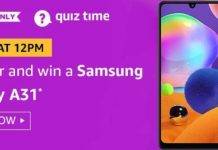 Amazon Quiz Today Answer – Win Samsung Galaxy A31 | 16th August 2020 Amazon Quiz Today Answer - Win Samsung Galaxy A31 16th August 2020