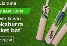 Amazon Quiz Today Answer – Win Kookaburra Cricket bat | 4th September 2020 Amazon Quiz Today Answer - Win kookaburra cricket bat 4th September 2020